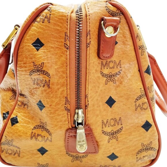 (L3) Authentic MCM Hand Bag Brown PVC Luxury Vintage Designer Handbag - Picture 3 of 10